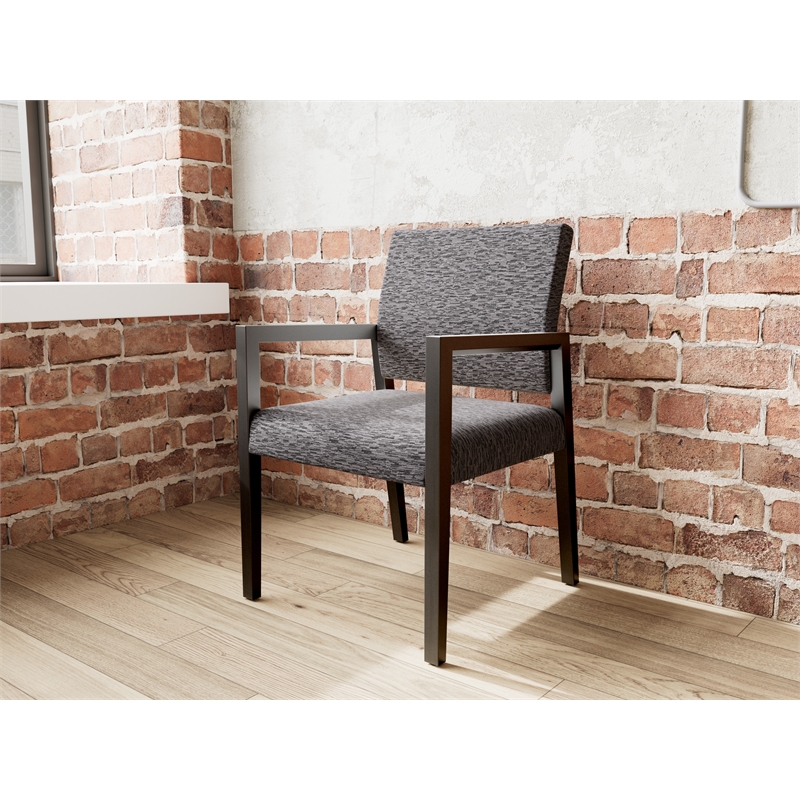 Pemberly Row Waiting Reception Guest Chair Wood Frame in Black