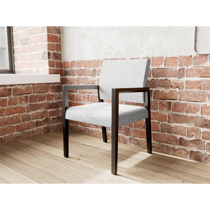 Pemberly Row Waiting Reception Guest Chair Wood Frame in Gray