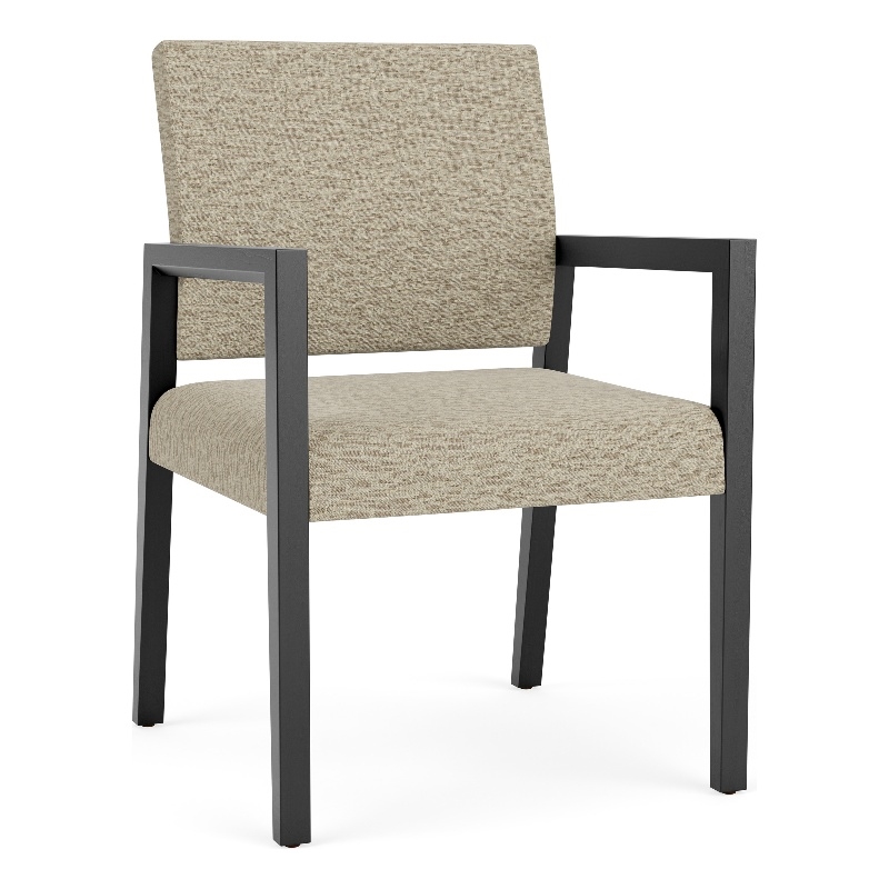 Pemberly Row Waiting Reception Guest Chair Wood Frame in Beige