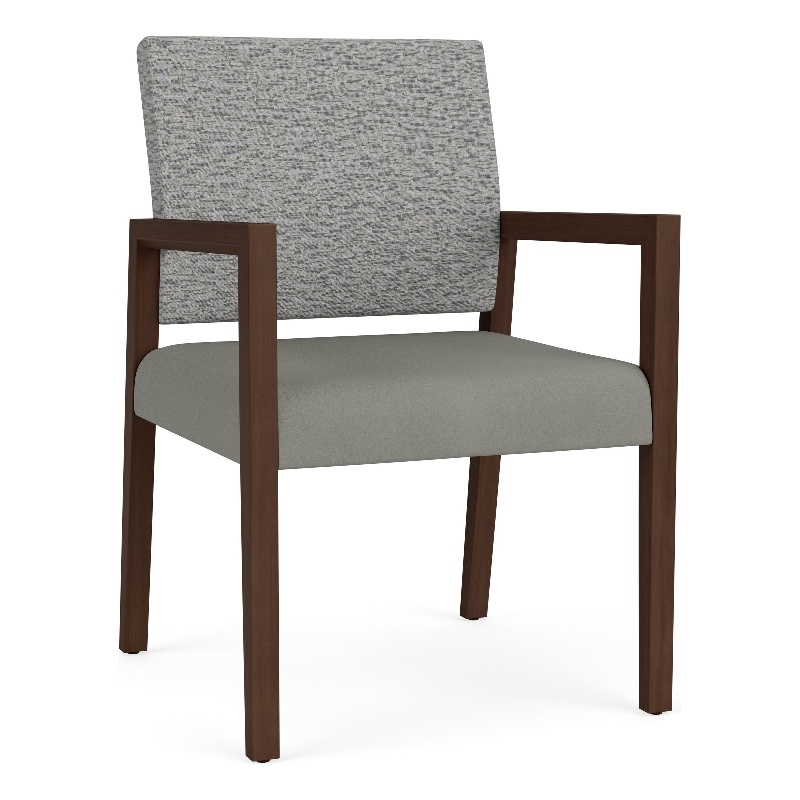 Pemberly Row Waiting Reception Guest Chair Wood Frame in Gray