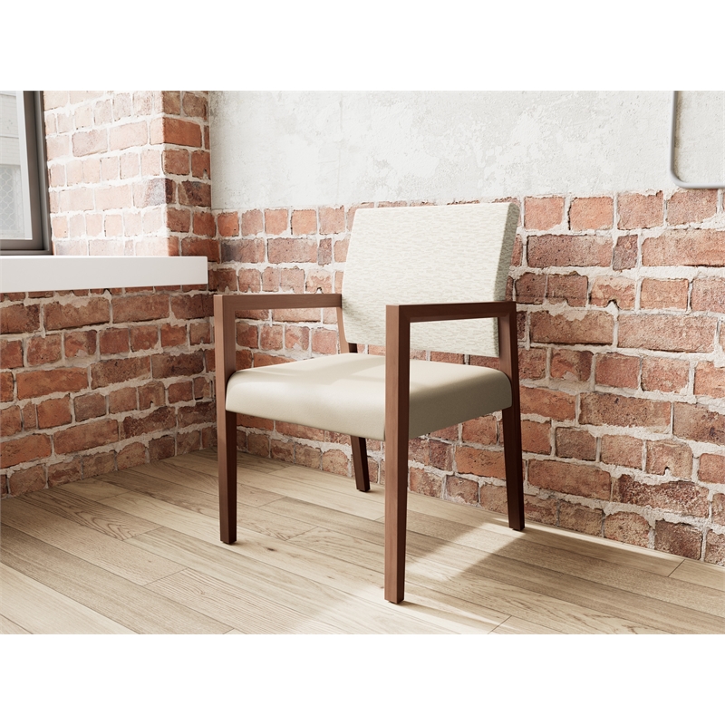 Pemberly Row Waiting Reception Guest Chair Wood Frame in Brown