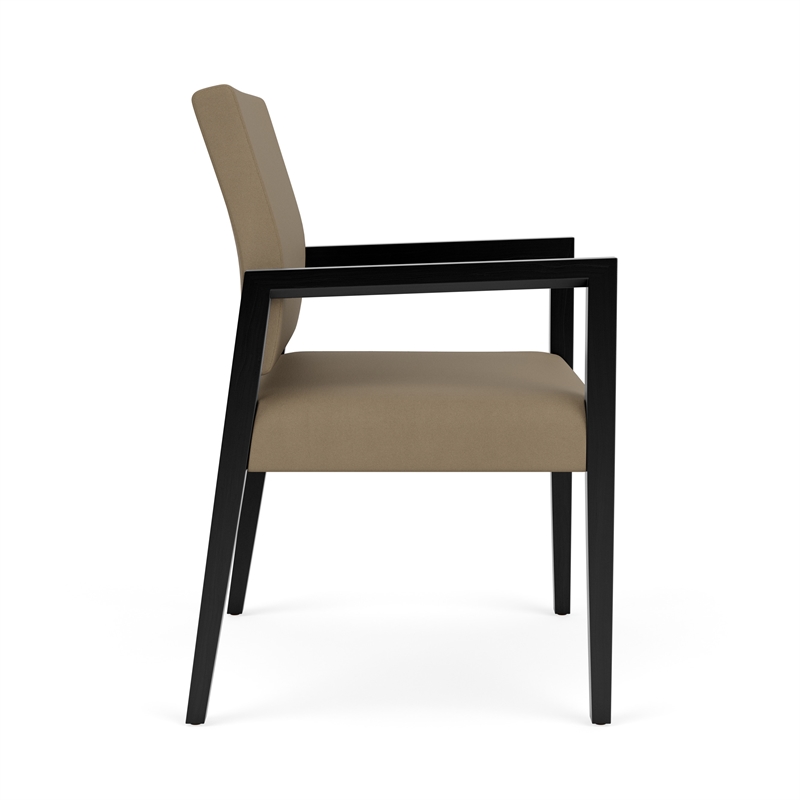 Pemberly Row Waiting Reception Wide Guest Chair Wood Frame in Brown