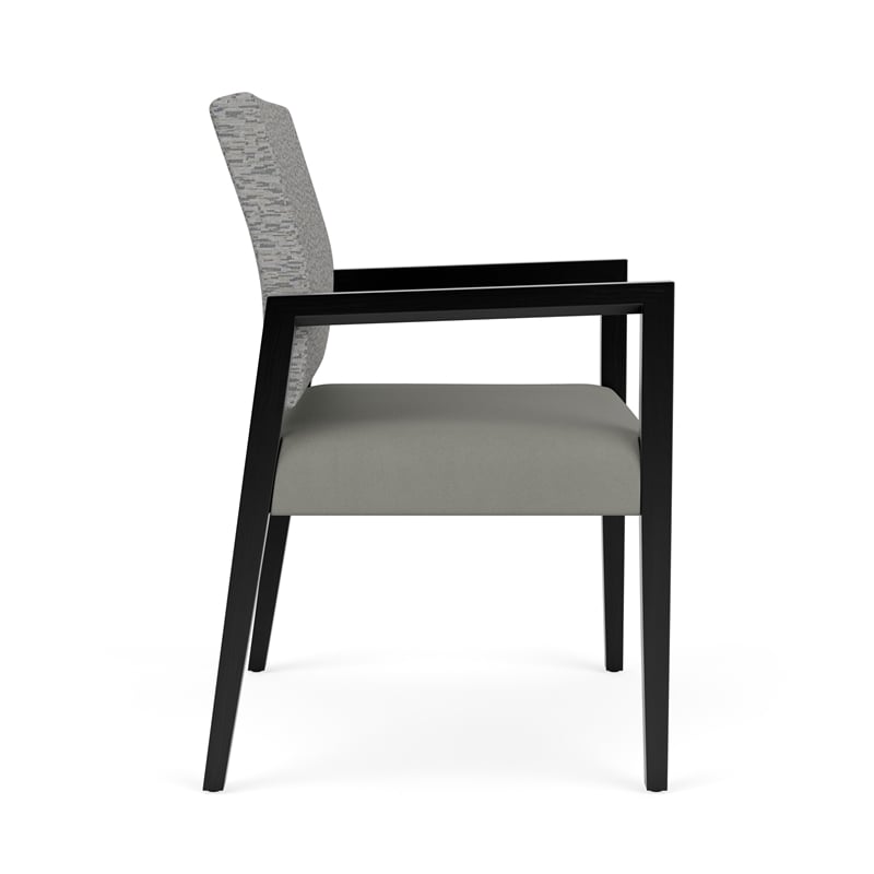 Pemberly Row Waiting Reception Wide Guest Chair Wood Frame in Gray