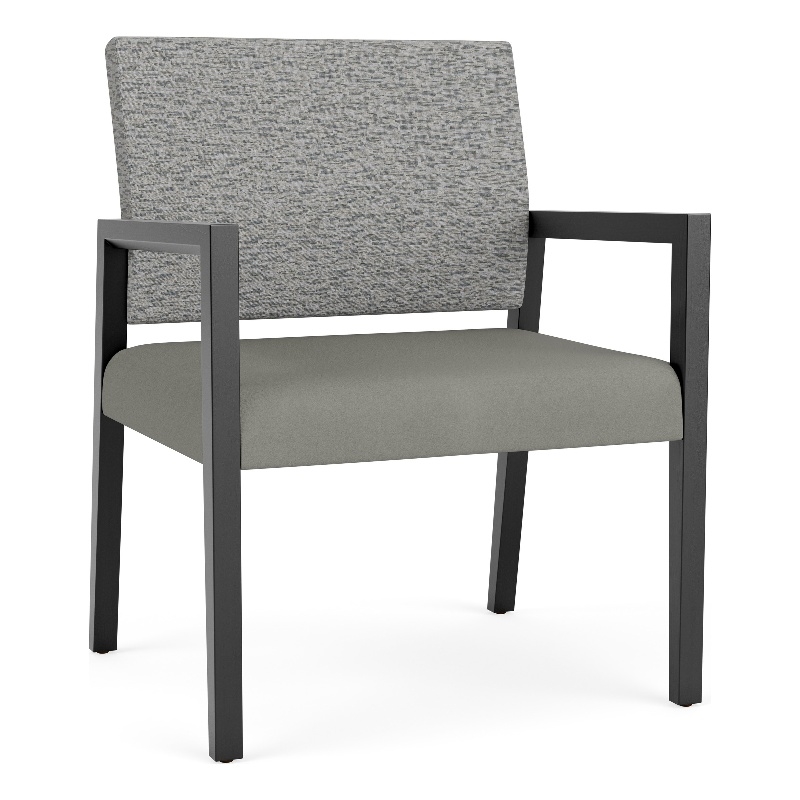 Pemberly Row Waiting Reception Wide Guest Chair Wood Frame in Gray