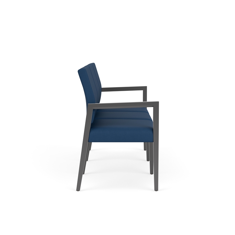 Pemberly Row Waiting Reception 3 Seat Tandem Seating No Center Arms in Blue
