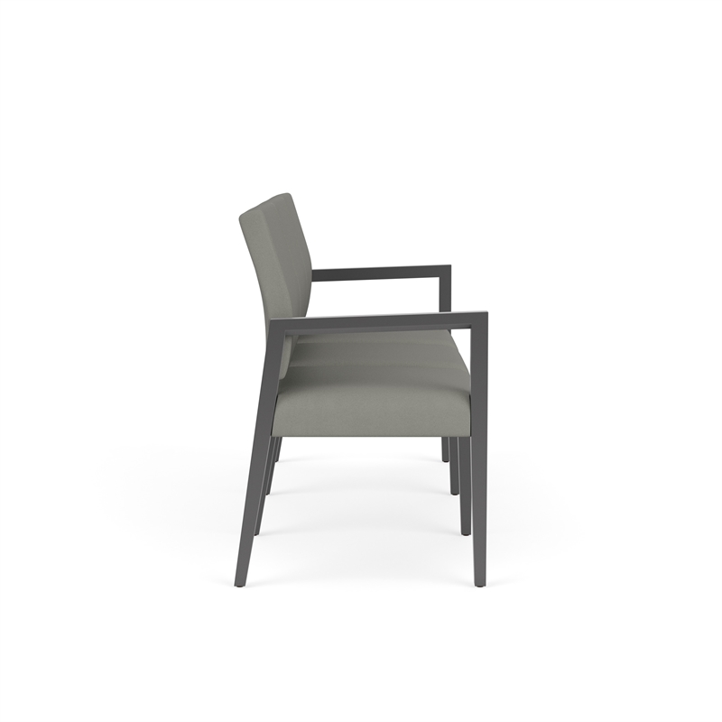 Pemberly Row Waiting Reception 3 Seat Tandem Seating No Center Arms in Gray