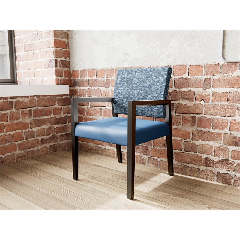 Pemberly Row Waiting Reception Guest Chair Wood Frame in Blue