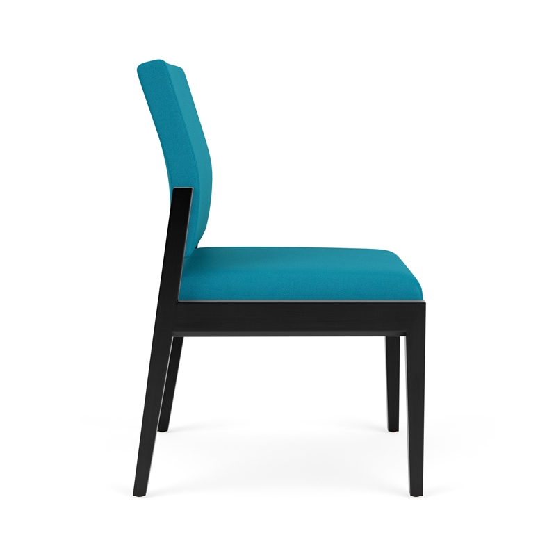 Pemberly Row Waiting Reception Armless Guest Chair Wood Frame in Teal