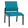 Pemberly Row Waiting Reception Armless Guest Chair Wood Frame in Teal