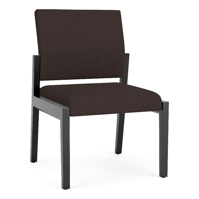 Pemberly Row Waiting Reception Armless Guest Chair Wood Frame in Brown