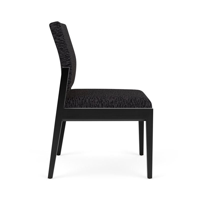 Pemberly Row Waiting Reception Armless Guest Chair Wood Frame in Black