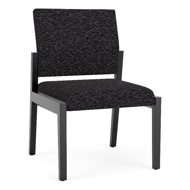 Pemberly Row Waiting Reception Armless Guest Chair Wood Frame in Black
