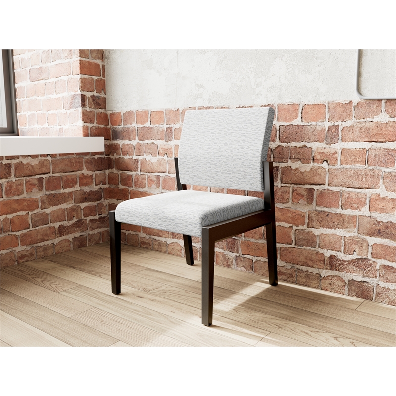 Pemberly Row Waiting Reception Armless Guest Chair Wood Frame in Gray