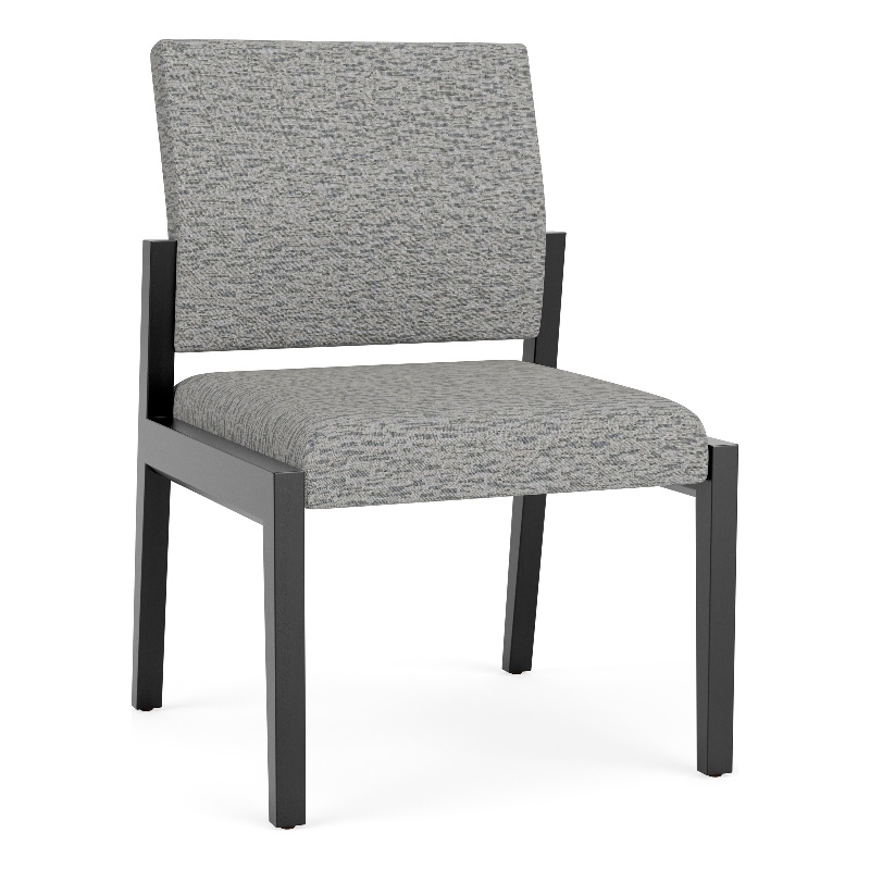 Pemberly Row Waiting Reception Armless Guest Chair Wood Frame in Gray