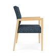 Pemberly Row Waiting Reception Wide Guest Chair Wood Frame in Blue