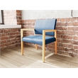 Pemberly Row Waiting Reception Wide Guest Chair Wood Frame in Blue