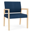 Pemberly Row Waiting Reception Wide Guest Chair Wood Frame in Blue