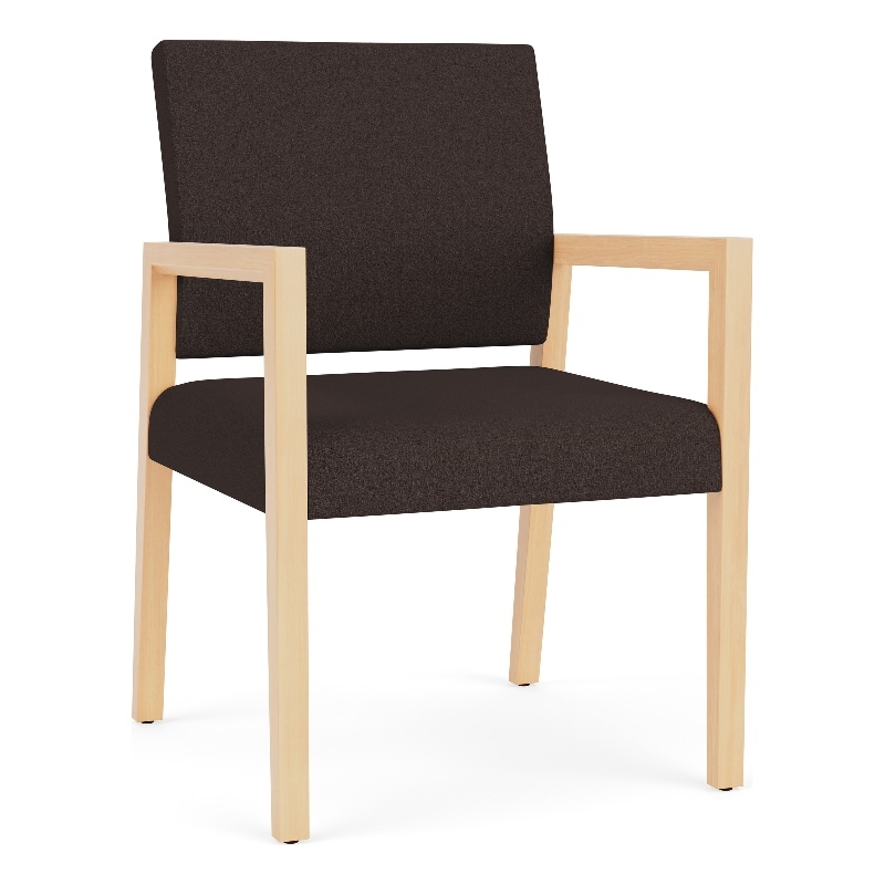 Pemberly Row Waiting Reception Guest Chair Wood Frame in Brown