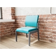 Pemberly Row Waiting Reception Armless Guest Chair Wood Frame in Teal