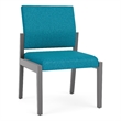 Pemberly Row Waiting Reception Armless Guest Chair Wood Frame in Teal