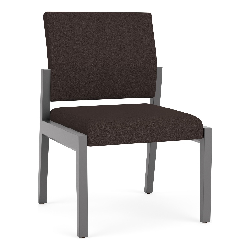 Pemberly Row Waiting Reception Armless Guest Chair Wood Frame in Brown