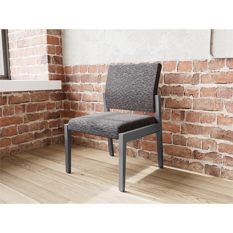 Pemberly Row Waiting Reception Armless Guest Chair Wood Frame in Black