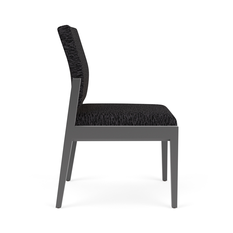 Pemberly Row Waiting Reception Armless Guest Chair Wood Frame in Black