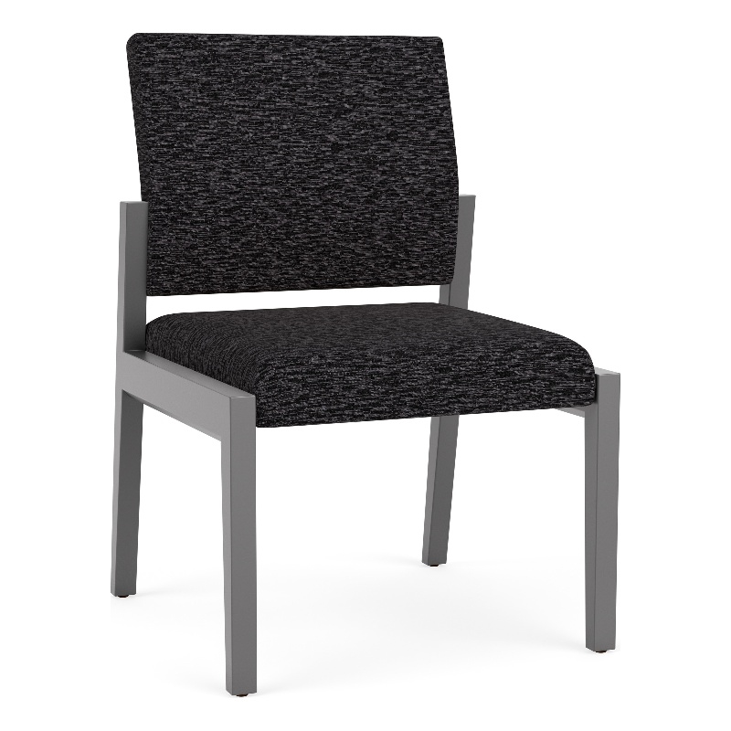 Pemberly Row Waiting Reception Armless Guest Chair Wood Frame in Black