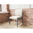 Pemberly Row Waiting Reception Armless Guest Chair Wood Frame in Beige