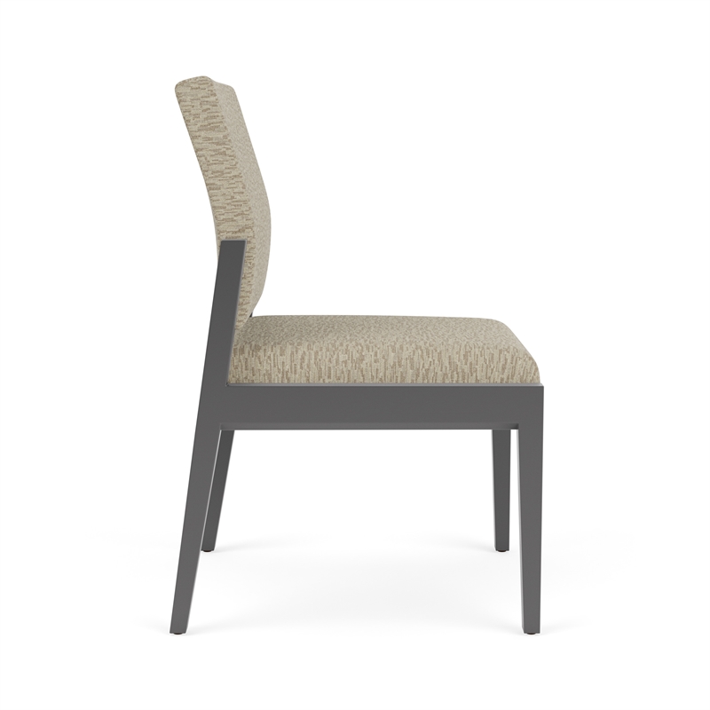 Pemberly Row Waiting Reception Armless Guest Chair Wood Frame in Beige