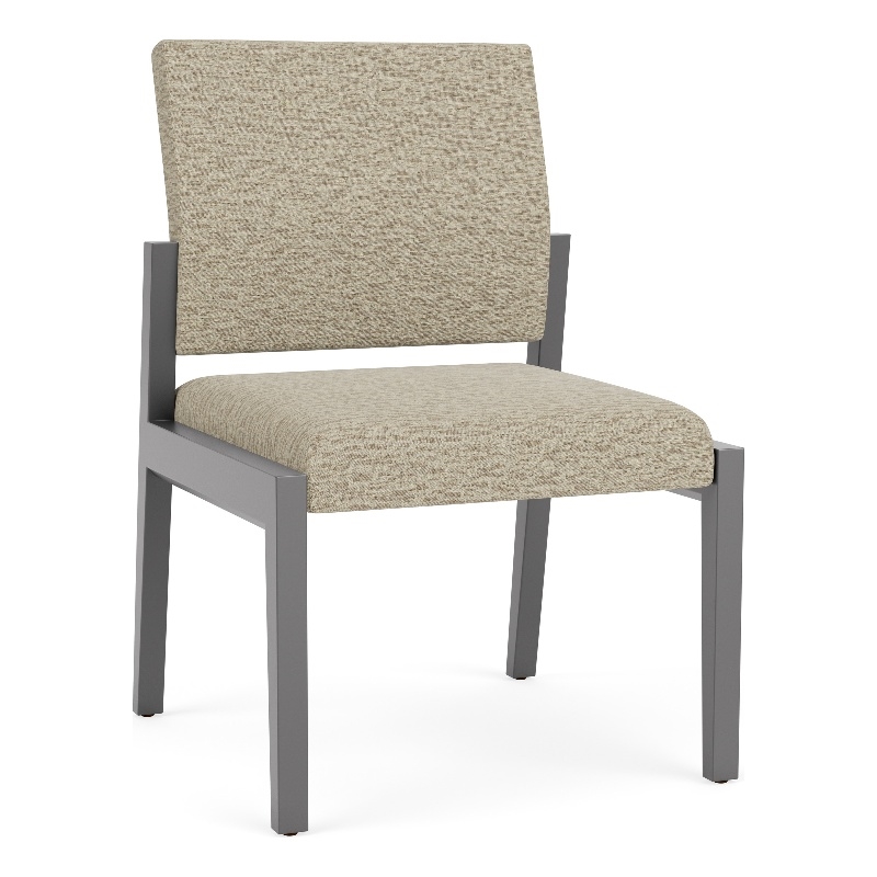 Pemberly Row Waiting Reception Armless Guest Chair Wood Frame in Beige