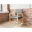 Pemberly Row Waiting Reception Guest Chair Wood Frame in Gray