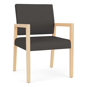 Pemberly Row Waiting Reception Guest Chair Wood Frame in Gray