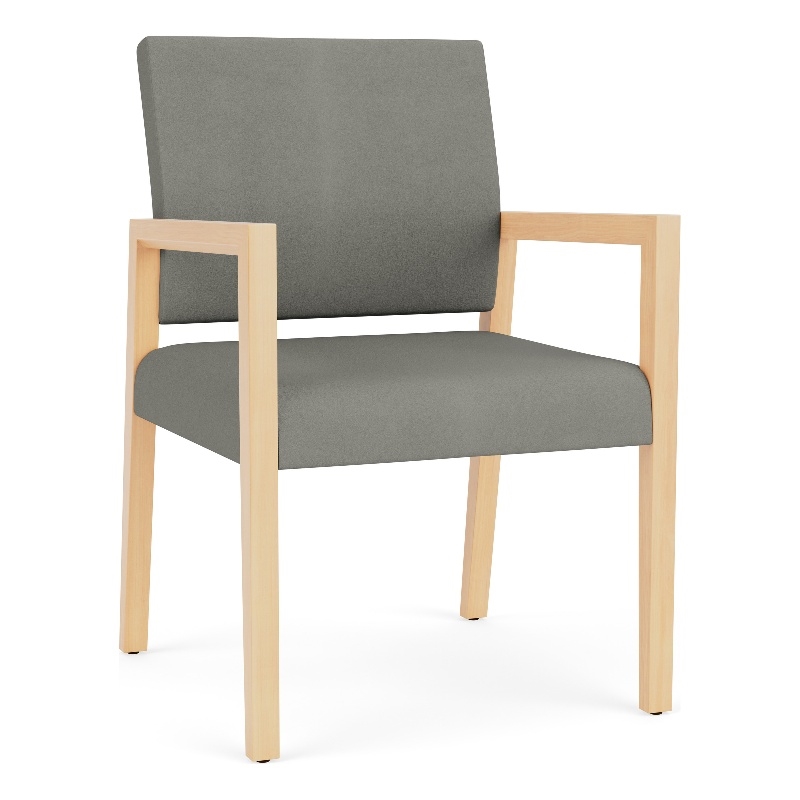 Pemberly Row Waiting Reception Guest Chair Wood Frame in Gray
