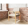 Pemberly Row Waiting Reception Guest Chair Wood Frame in Brown