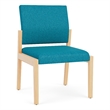 Pemberly Row Waiting Reception Armless Guest Chair Wood Frame in Teal