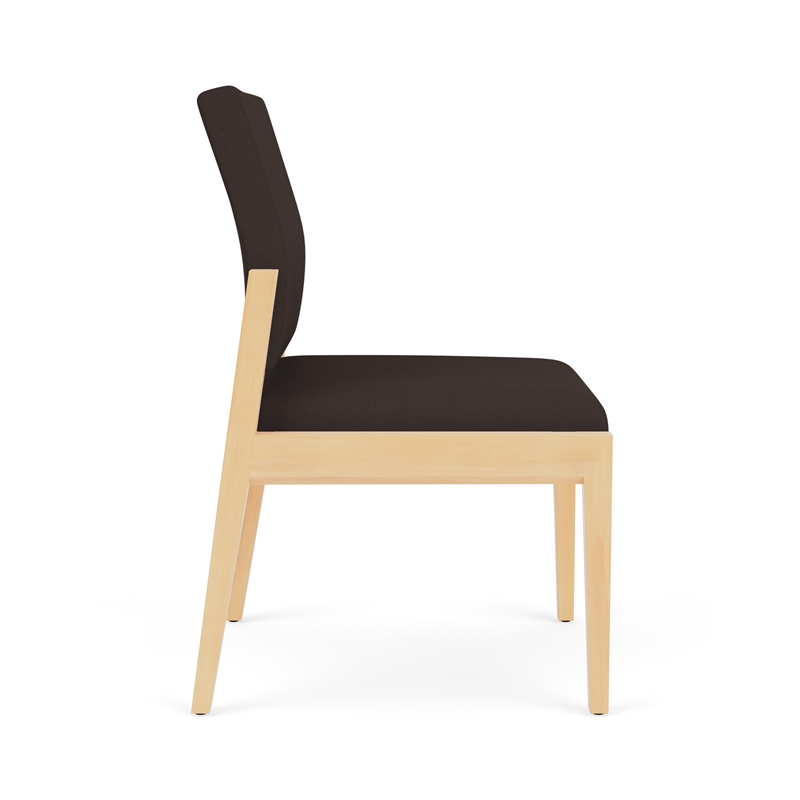 Pemberly Row Waiting Reception Armless Guest Chair Wood Frame in Brown