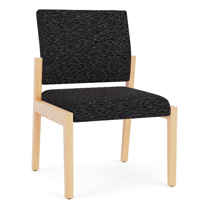 Pemberly Row Waiting Reception Armless Guest Chair Wood Frame in Black
