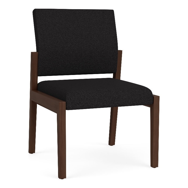 Pemberly Row Waiting Reception Armless Guest Chair Wood Frame in Black