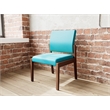 Pemberly Row Waiting Reception Armless Guest Chair Wood Frame in Teal