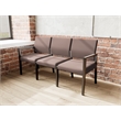 Pemberly Row Waiting Reception 3 Seat Tandem Seating No Center Arms in Brown