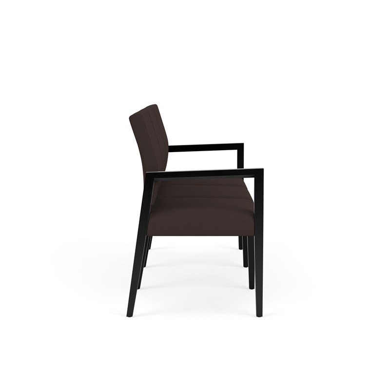 Pemberly Row Waiting Reception 3 Seat Tandem Seating No Center Arms in Brown