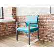 Pemberly Row Waiting Reception Guest Chair Wood Frame in Teal