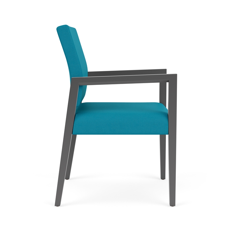 Pemberly Row Waiting Reception Guest Chair Wood Frame in Teal