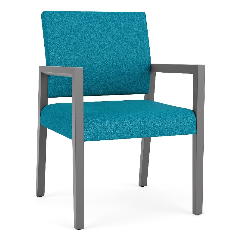 Pemberly Row Waiting Reception Guest Chair Wood Frame in Teal