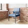 Pemberly Row Waiting Reception Guest Chair Wood Frame in Blue