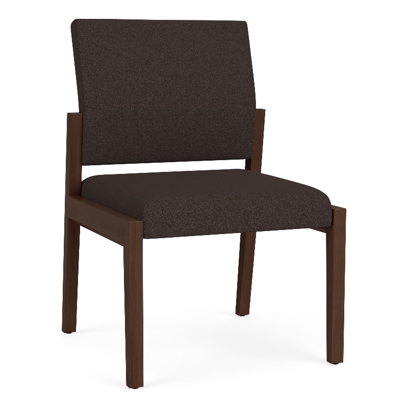 Pemberly Row Waiting Reception Armless Guest Chair Wood Frame in Brown