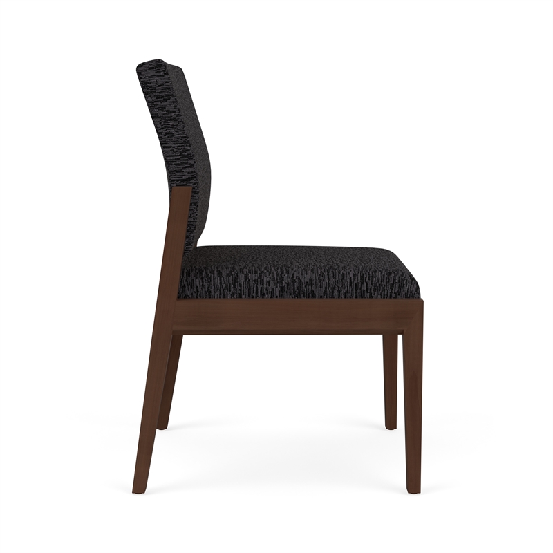 Pemberly Row Waiting Reception Armless Guest Chair Wood Frame in Black