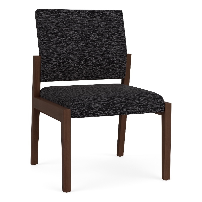 Pemberly Row Waiting Reception Armless Guest Chair Wood Frame in Black