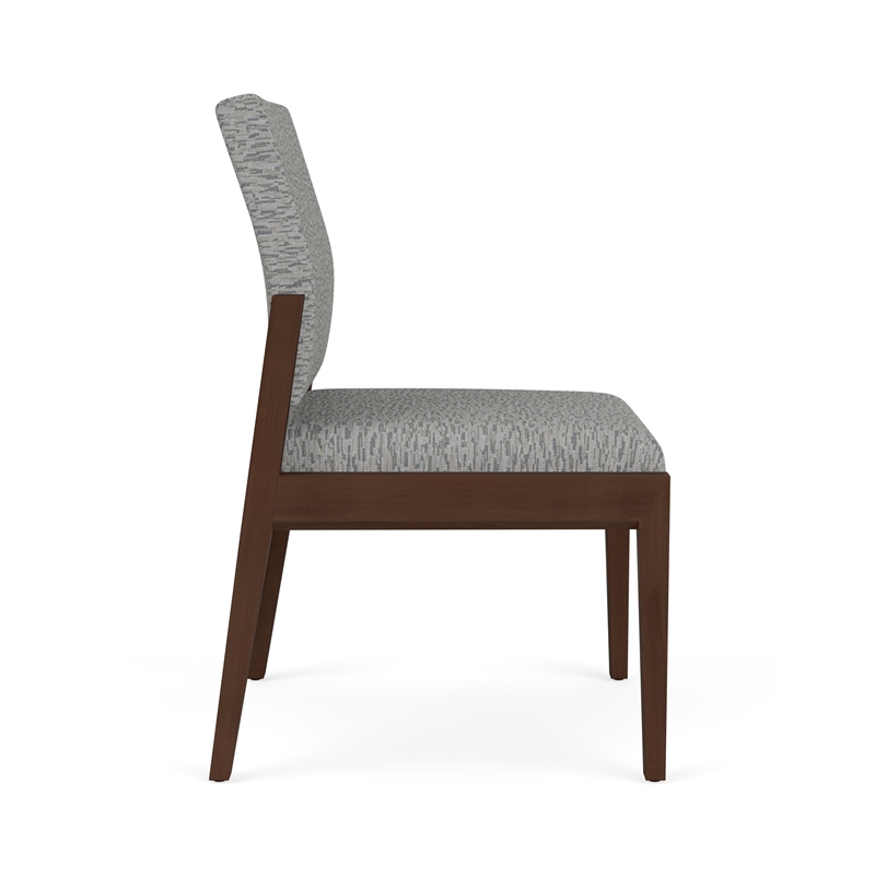 Pemberly Row Waiting Reception Armless Guest Chair Wood Frame in Gray